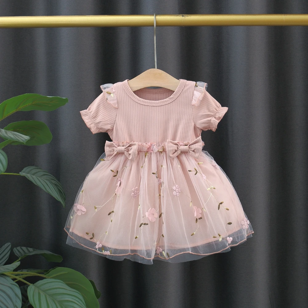 Baby Girl Dresses Summer New Butterfly And Floral Pattern Baby Girl Clothes Cute Birthday Celebration Girl Princess Dresses