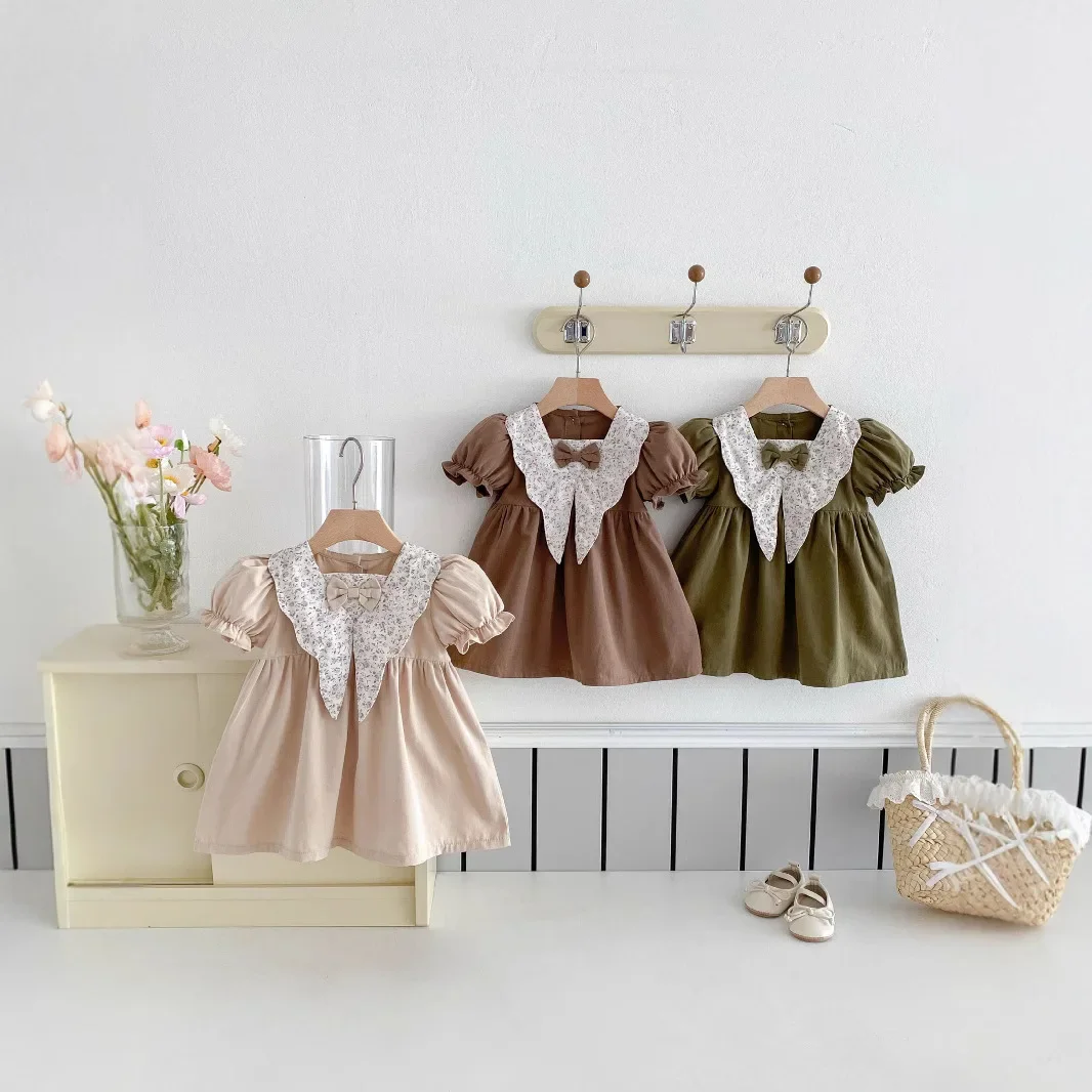 Girls' Summer Style College Style Children Summer Super Western-style Dress Children's Baby Floral Doll Collar Princess Dress