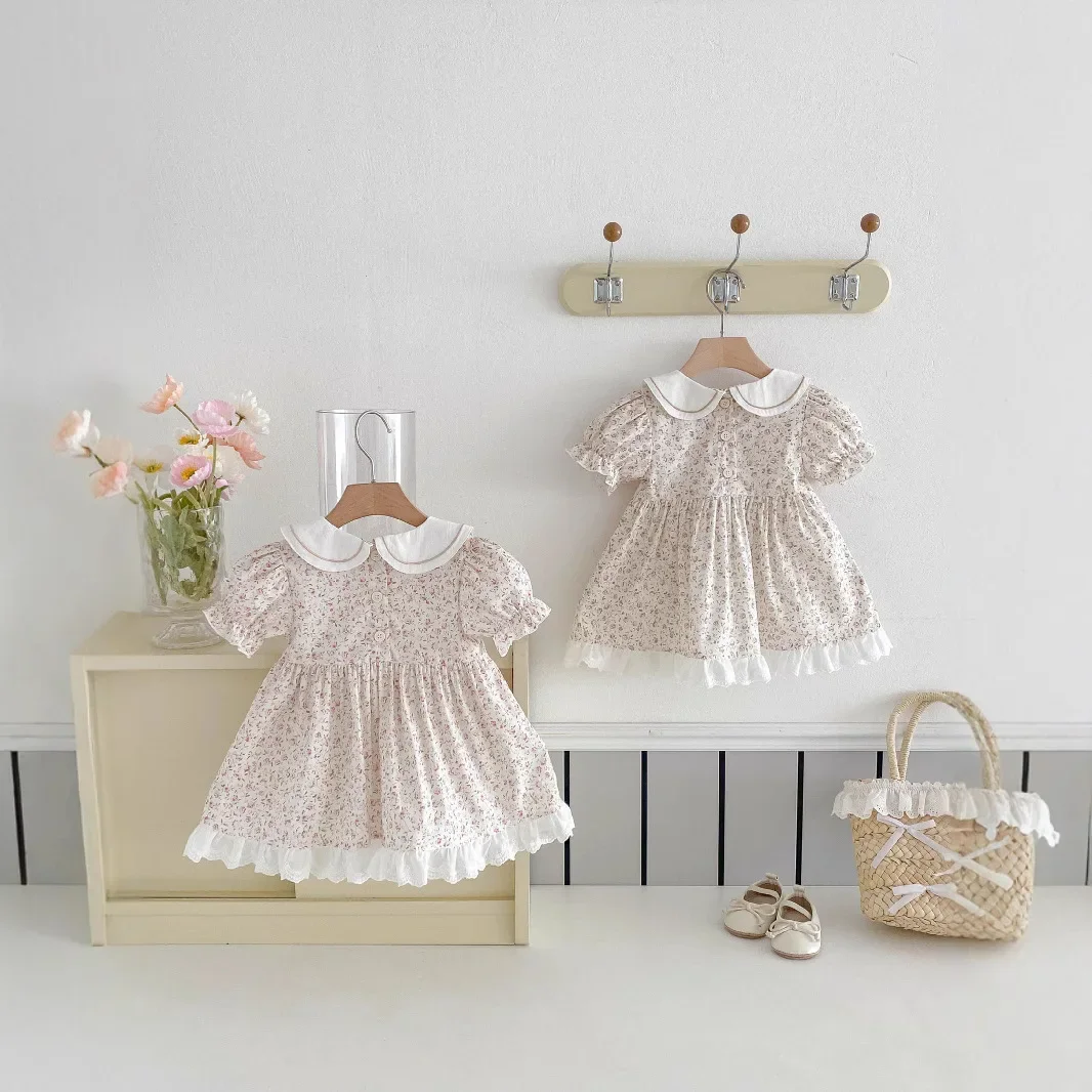 Girls' Dress Summer Dress 2025 New Stylish Children's Floral Princess Dress Baby Baby One Year Old Dress Summer - Image 3