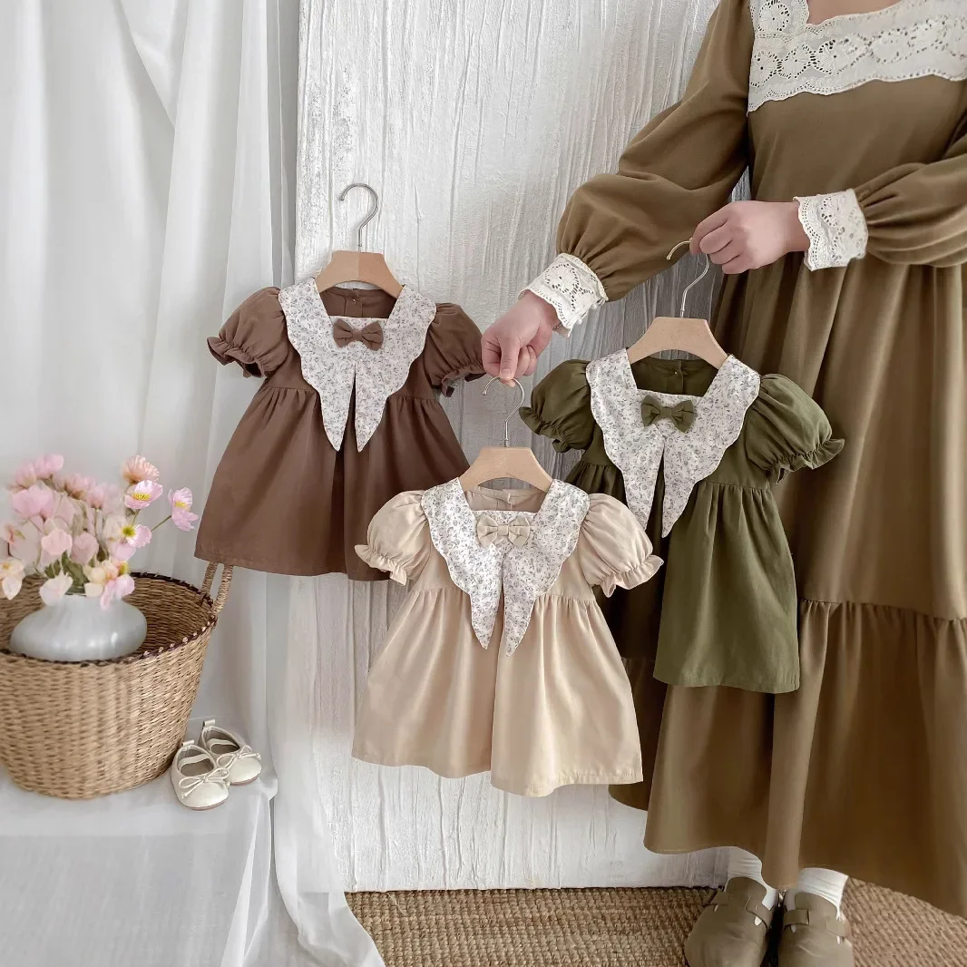 Girls' Summer Style College Style Children Summer Super Western-style Dress Children's Baby Floral Doll Collar Princess Dress - Image 2