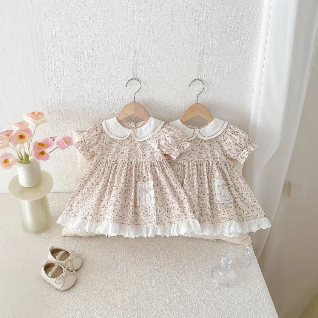 Girls' Dress Summer Dress 2025 New Stylish Children's Floral Princess Dress Baby Baby One Year Old Dress Summer - Image 2